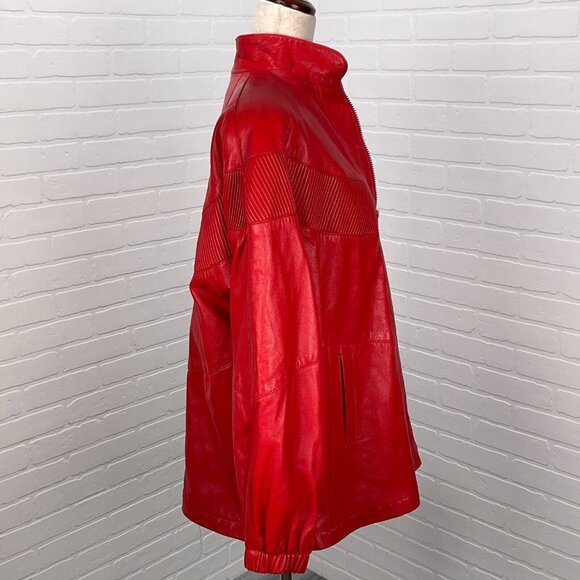 Atlantic City Talk of The Walk Jacket Women Large Red Leather Soft Relaxed VTG - Picture 4 of 9